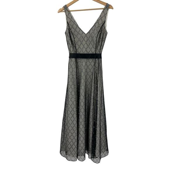 Papell Boutique Y2K Vintage Glitter Sparkle V-neck Dress Sz 4 - Picture 1 of 8